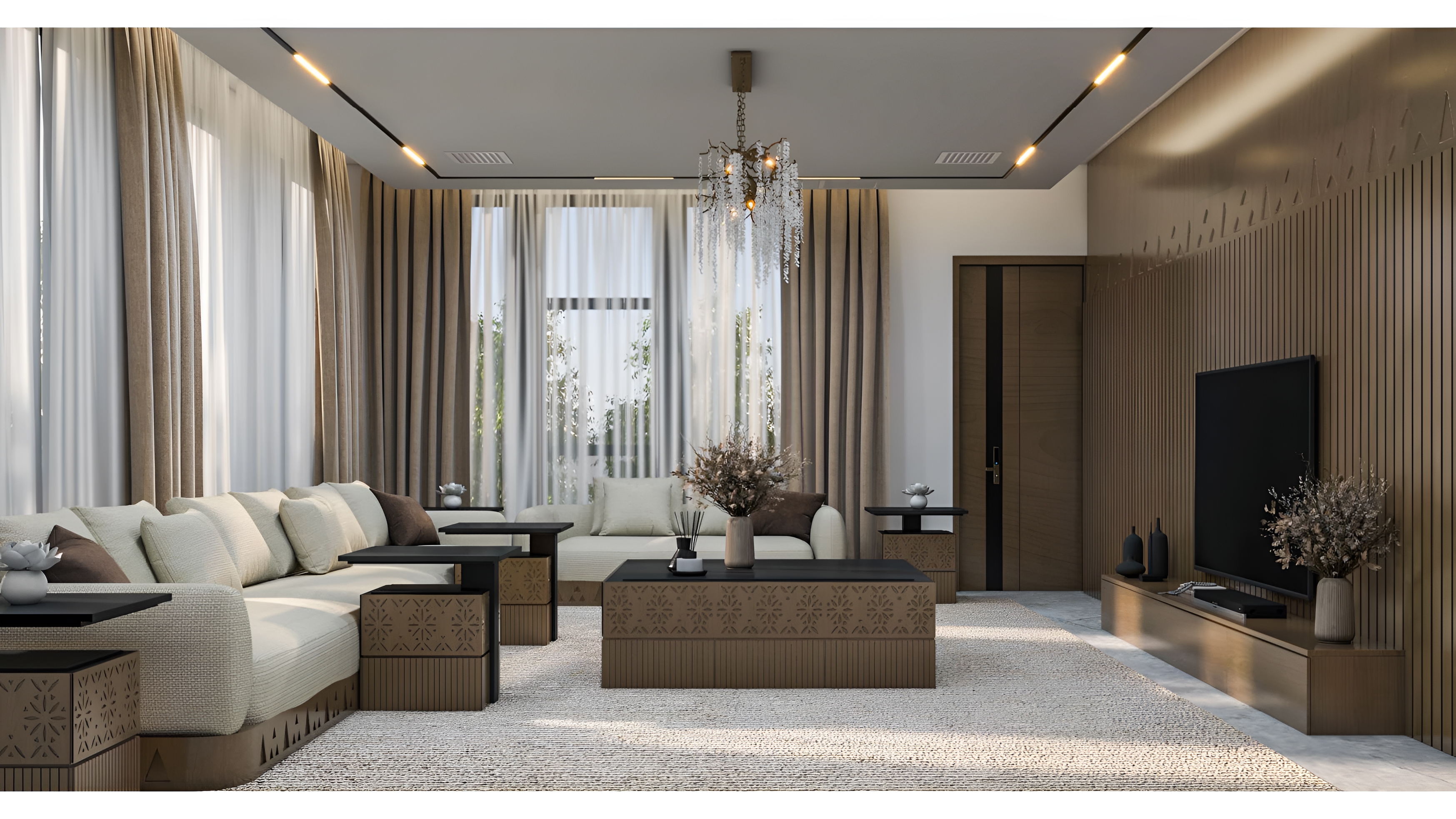 Modern interior design render for residential project